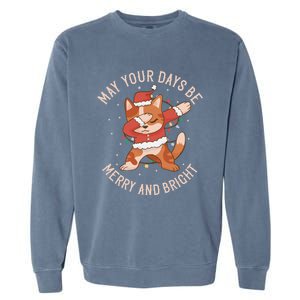 Funny Dabbing Cat Dancing To Christmas Music Gift Garment-Dyed Sweatshirt