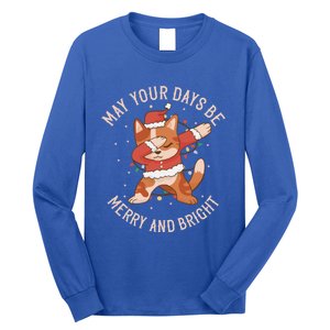 Funny Dabbing Cat Dancing To Christmas Music Gift Long Sleeve Shirt