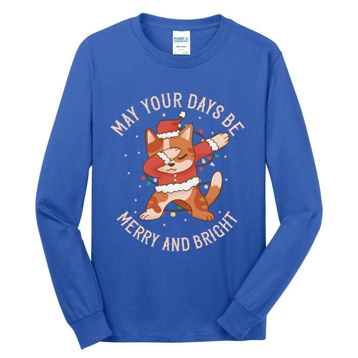 Funny Dabbing Cat Dancing To Christmas Music Gift Tall Long Sleeve T-Shirt