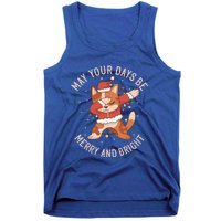 Funny Dabbing Cat Dancing To Christmas Music Gift Tank Top