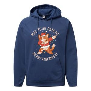 Funny Dabbing Cat Dancing To Christmas Music Gift Performance Fleece Hoodie