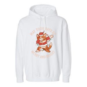 Funny Dabbing Cat Dancing To Christmas Music Gift Garment-Dyed Fleece Hoodie