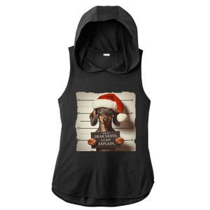 Funny Dachshund Christmas Dear Santa I Can Explain Weiner Gift Ladies PosiCharge Tri-Blend Wicking Draft Hoodie Tank