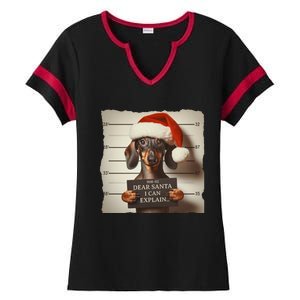 Funny Dachshund Christmas Dear Santa I Can Explain Weiner Gift Ladies Halftime Notch Neck Tee