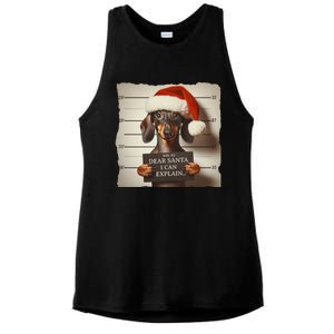 Funny Dachshund Christmas Dear Santa I Can Explain Weiner Gift Ladies PosiCharge Tri-Blend Wicking Tank