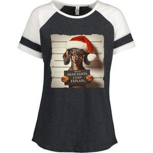 Funny Dachshund Christmas Dear Santa I Can Explain Weiner Gift Enza Ladies Jersey Colorblock Tee