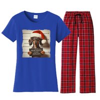 Funny Dachshund Christmas Dear Santa I Can Explain Weiner Gift Women's Flannel Pajama Set