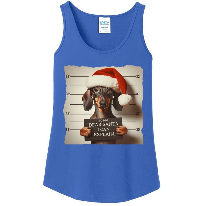 Funny Dachshund Christmas Dear Santa I Can Explain Weiner Gift Ladies Essential Tank