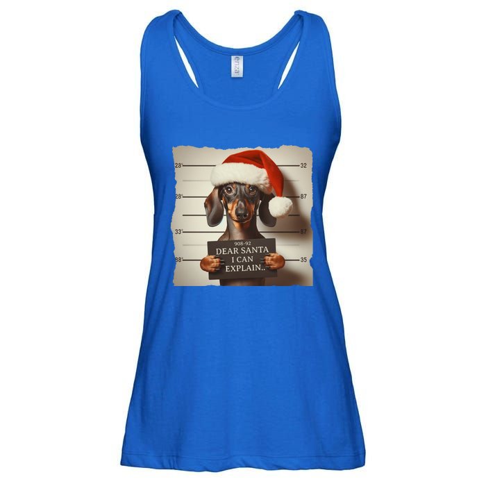 Funny Dachshund Christmas Dear Santa I Can Explain Weiner Gift Ladies Essential Flowy Tank