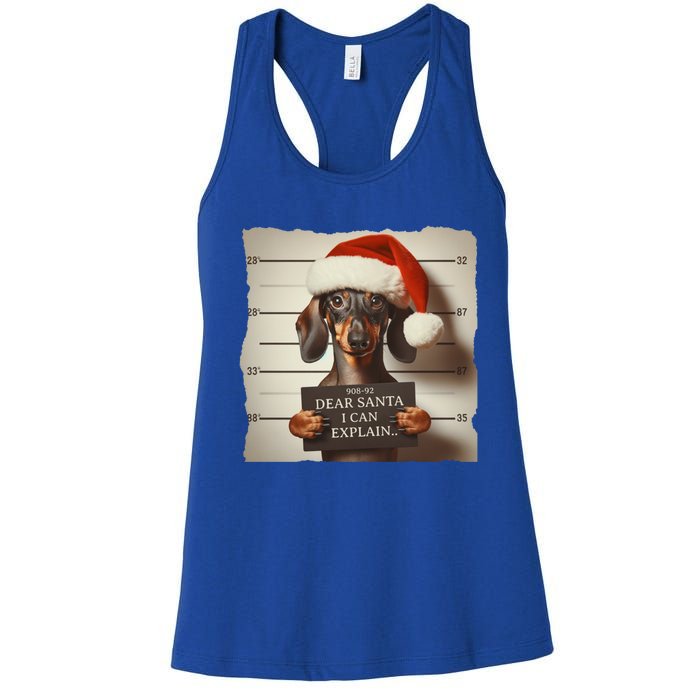 Funny Dachshund Christmas Dear Santa I Can Explain Weiner Gift Women's Racerback Tank