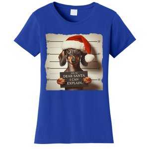 Funny Dachshund Christmas Dear Santa I Can Explain Weiner Gift Women's T-Shirt