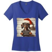 Funny Dachshund Christmas Dear Santa I Can Explain Weiner Gift Women's V-Neck T-Shirt