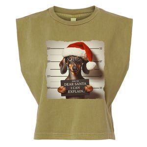 Funny Dachshund Christmas Dear Santa I Can Explain Weiner Gift Garment-Dyed Women's Muscle Tee