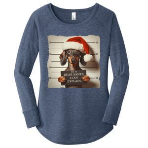 Funny Dachshund Christmas Dear Santa I Can Explain Weiner Gift Women's Perfect Tri Tunic Long Sleeve Shirt