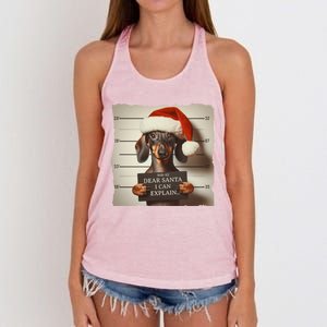 Funny Dachshund Christmas Dear Santa I Can Explain Weiner Gift Women's Knotted Racerback Tank