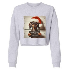 Funny Dachshund Christmas Dear Santa I Can Explain Weiner Gift Cropped Pullover Crew