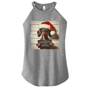 Funny Dachshund Christmas Dear Santa I Can Explain Weiner Gift Women's Perfect Tri Rocker Tank