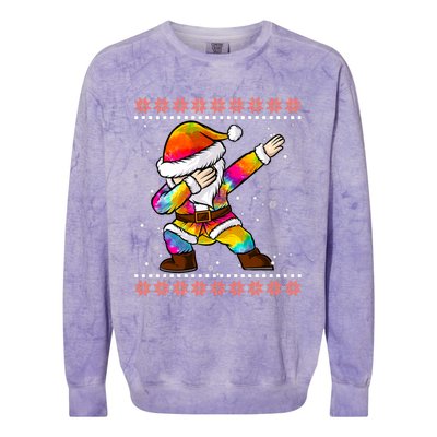 Funny Dabbing Christmas Santa Ugly Christmas Xmas Colorblast Crewneck Sweatshirt