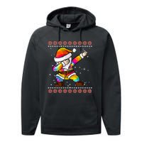 Funny Dabbing Christmas Santa Ugly Christmas Xmas Performance Fleece Hoodie