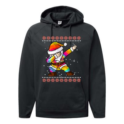 Funny Dabbing Christmas Santa Ugly Christmas Xmas Performance Fleece Hoodie