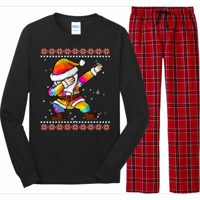 Funny Dabbing Christmas Santa Ugly Christmas Xmas Long Sleeve Pajama Set