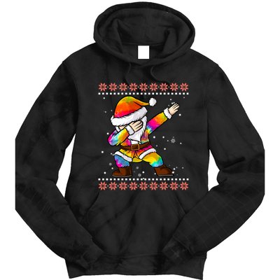 Funny Dabbing Christmas Santa Ugly Christmas Xmas Tie Dye Hoodie