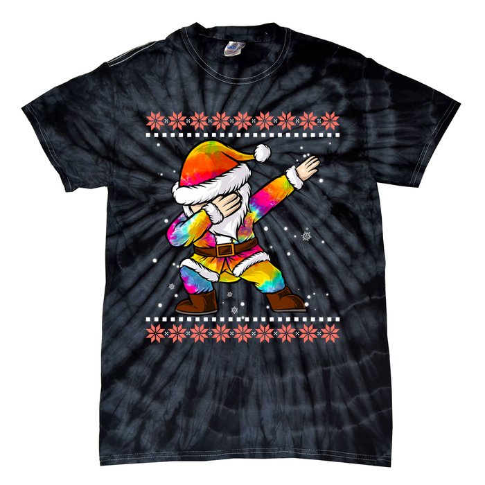 Funny Dabbing Christmas Santa Ugly Christmas Xmas Tie-Dye T-Shirt