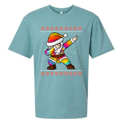 Funny Dabbing Christmas Santa Ugly Christmas Xmas Sueded Cloud Jersey T-Shirt