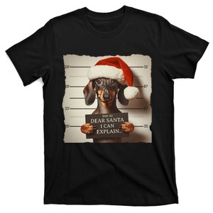 Funny Dachshund Christmas Dear Santa I Can Explain Weiner T-Shirt