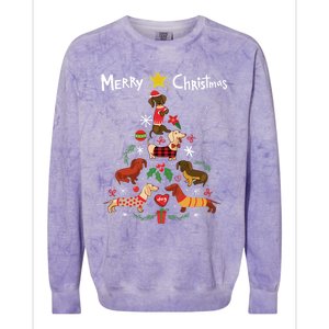 Funny Dachshund Christmas Tree Gift Ornat Gift Colorblast Crewneck Sweatshirt