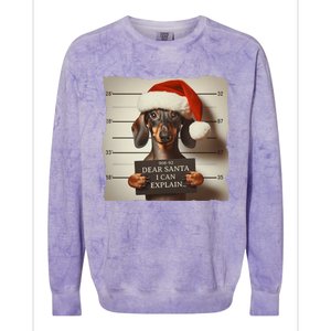 Funny Dachshund Christmas Dear Santa I Can Explain Weiner Colorblast Crewneck Sweatshirt