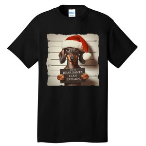 Funny Dachshund Christmas Dear Santa I Can Explain Weiner Tall T-Shirt