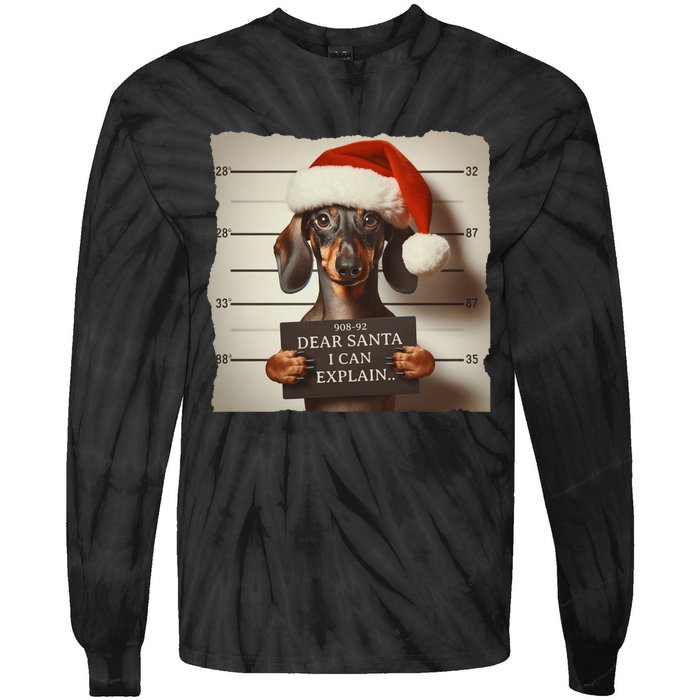 Funny Dachshund Christmas Dear Santa I Can Explain Weiner Tie-Dye Long Sleeve Shirt