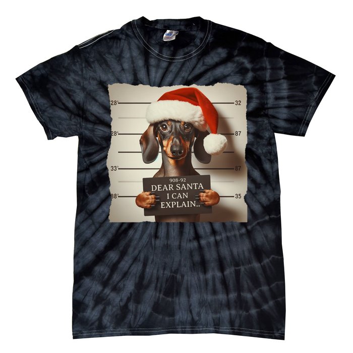 Funny Dachshund Christmas Dear Santa I Can Explain Weiner Tie-Dye T-Shirt