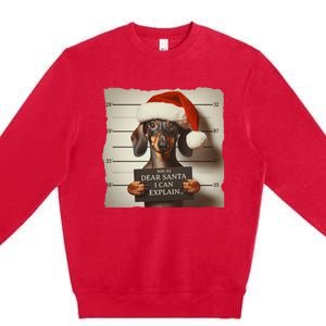 Funny Dachshund Christmas Dear Santa I Can Explain Weiner Premium Crewneck Sweatshirt