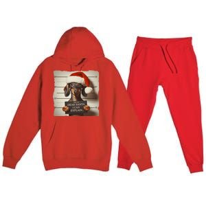 Funny Dachshund Christmas Dear Santa I Can Explain Weiner Premium Hooded Sweatsuit Set