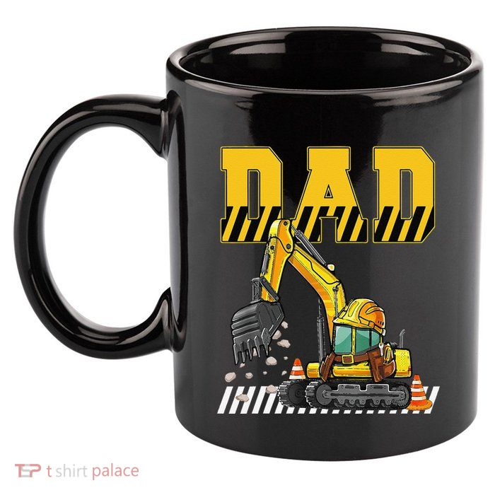 Funny Dad Construction Excavator Matching Family 11oz C Handle Ceramic Mug
