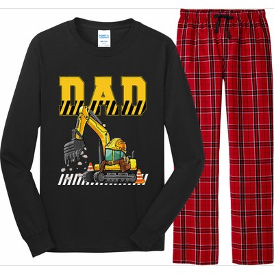 Funny Dad Construction Excavator Matching Family Long Sleeve Pajama Set