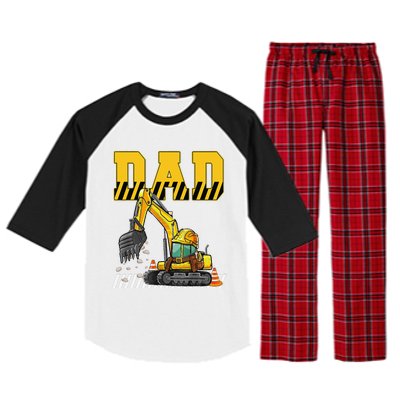 Funny Dad Construction Excavator Matching Family Raglan Sleeve Pajama Set