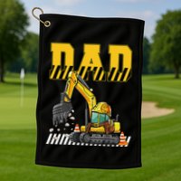 Funny Dad Construction Excavator Matching Family Golf Towel