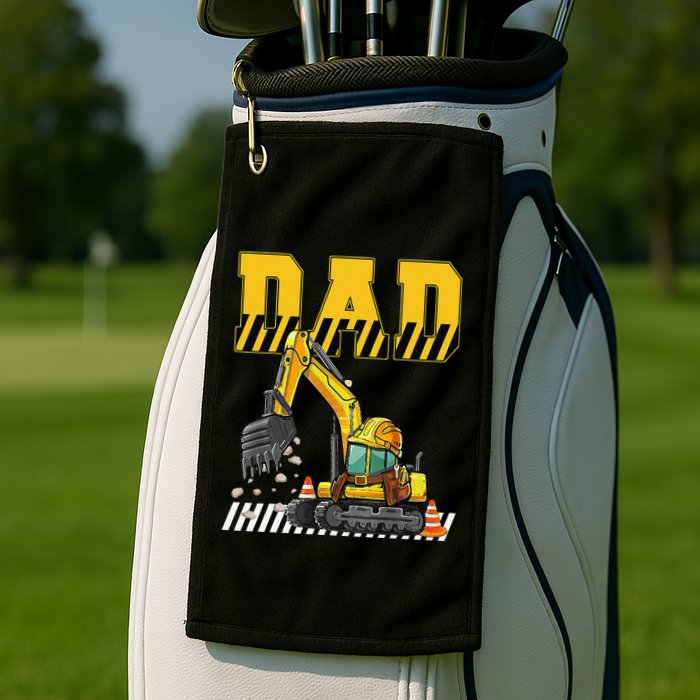 Funny Dad Construction Excavator Matching Family Golf Towel