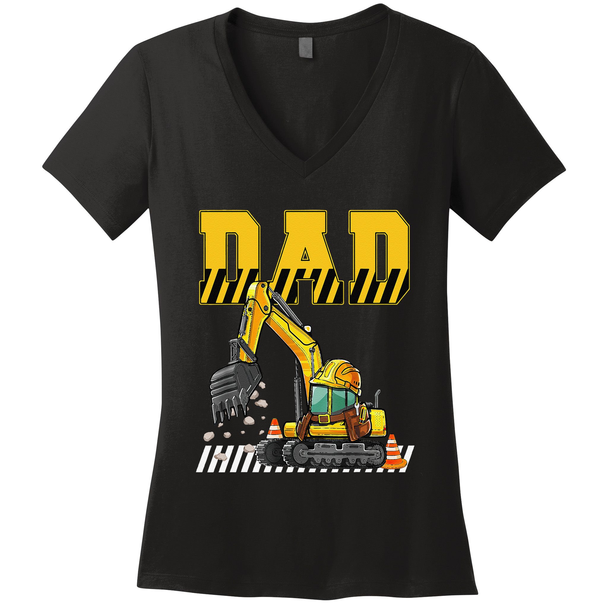 Funny Dad Construction Excavator Matching Family Women's V-Neck T-Shirt