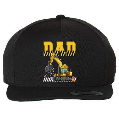 Funny Dad Construction Excavator Matching Family Wool Snapback Cap