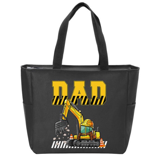 Funny Dad Construction Excavator Matching Family Zip Tote Bag