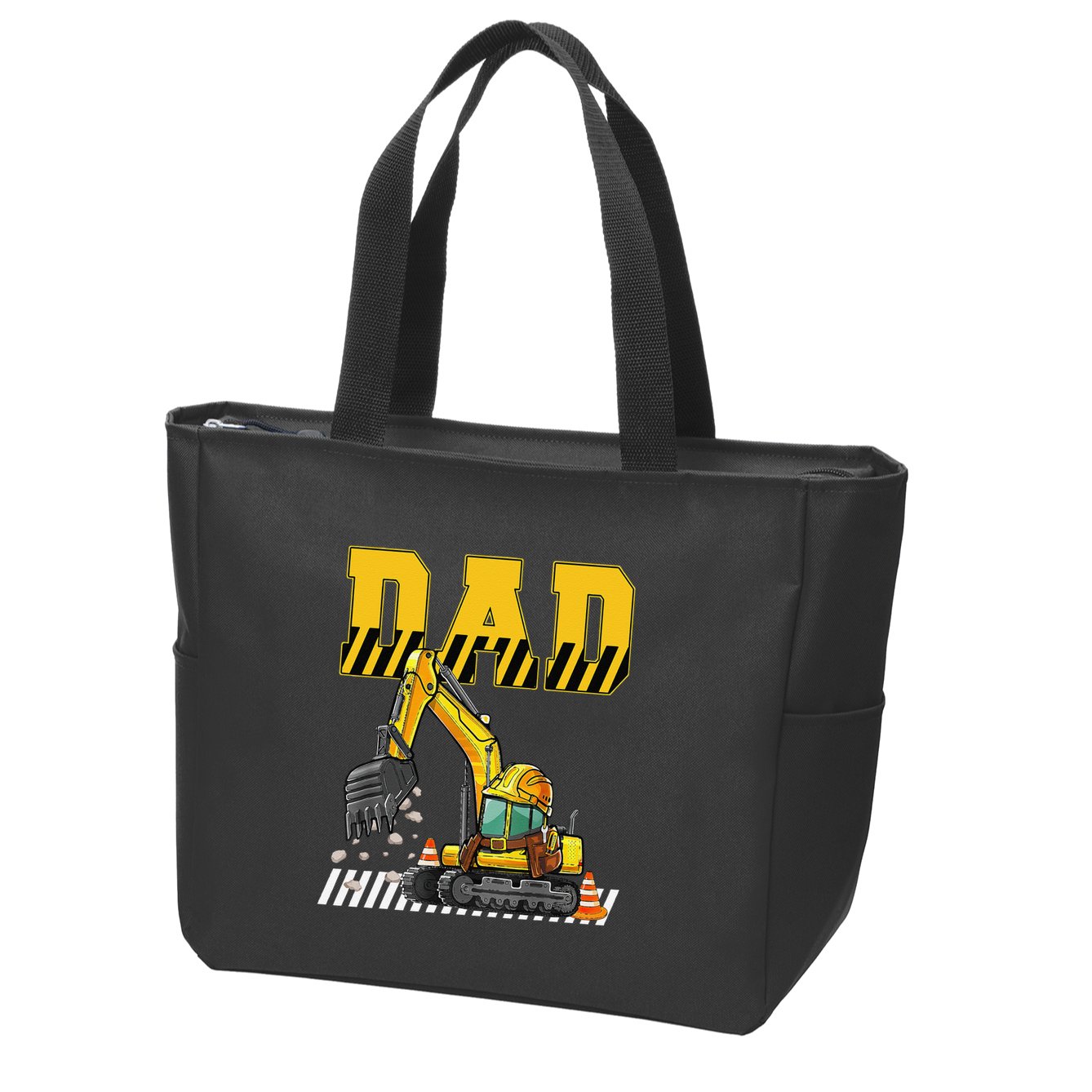 Funny Dad Construction Excavator Matching Family Zip Tote Bag