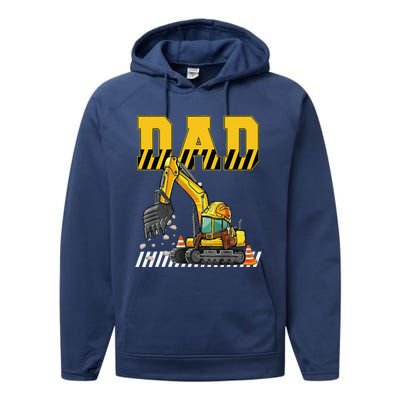 Funny Dad Construction Excavator Matching Family Performance Fleece Hoodie