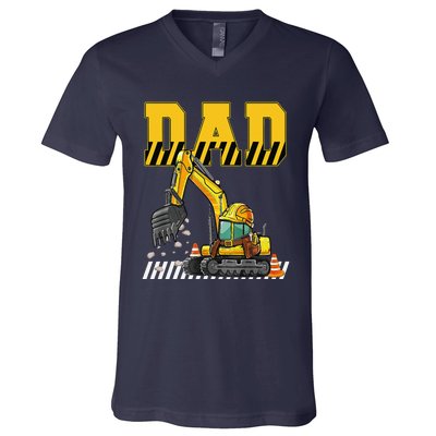 Funny Dad Construction Excavator Matching Family V-Neck T-Shirt