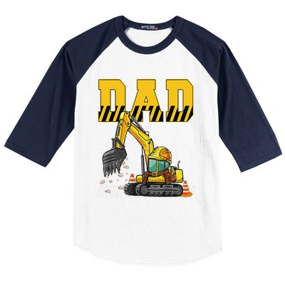 Funny Dad Construction Excavator Matching Family Baseball Sleeve Shirt