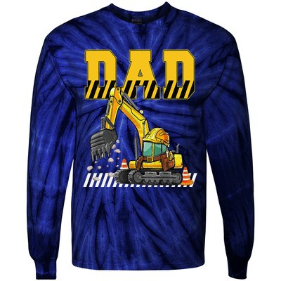 Funny Dad Construction Excavator Matching Family Tie-Dye Long Sleeve Shirt