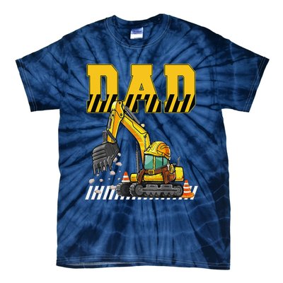 Funny Dad Construction Excavator Matching Family Tie-Dye T-Shirt